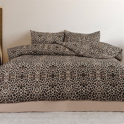 Schafer Home Leopard 3D Pamuk Çift Kişilik Nevresim Takımı 4 Parça