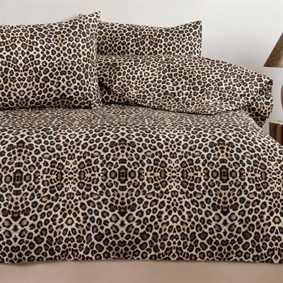 Schafer Home Leopard 3D Pamuk Çift Kişilik Nevresim Takımı 4 Parça