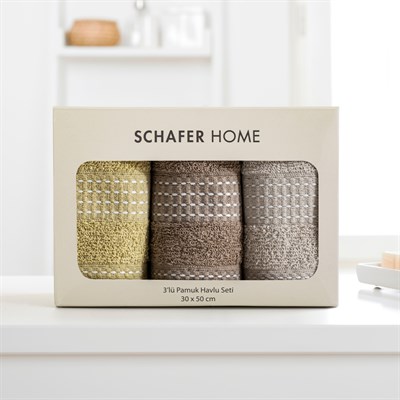Schafer Home Liva 3 lü Havlu Seti 30x50 Cm-Asorti03