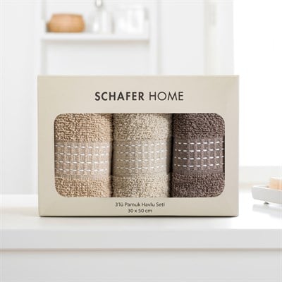 Schafer Home Liva 3 lü Havlu Seti 30x50 Cm-Asorti04