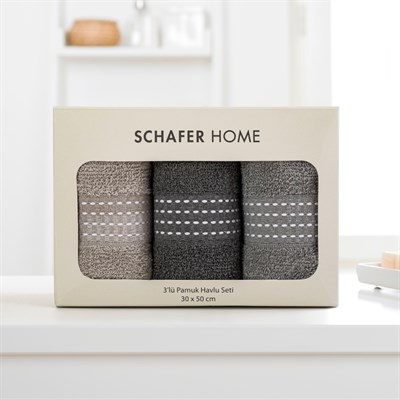 Schafer Home Liva 3 lü Havlu Seti 30x50 Cm-Asorti01