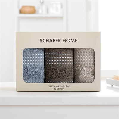 Schafer Home Liva 3 Lü Havlu Seti 30x50 Cm-Asorti02