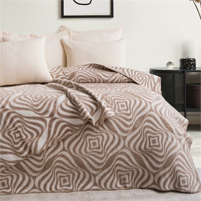 Schafer Home Merlin Çift Kişilik Battaniye 200x220 Cm 1 Parça-Bej