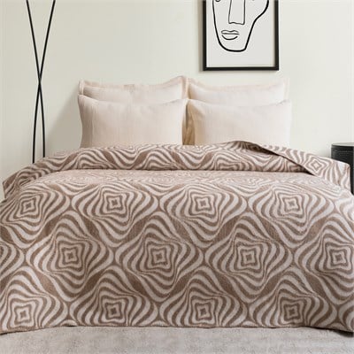 Schafer Home Merlin Çift Kişilik Battaniye 200x220 Cm 1 Parça-Bej