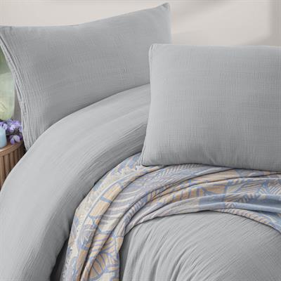 Schafer Home Nature Müslin Yatak Örtüsü Nevresim Seti 5 Parça-Mavi