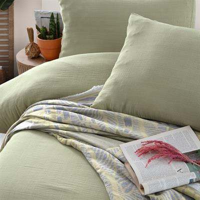 Schafer Home Nature Müslin Yatak Örtüsü Nevresim Seti 5 Parça-Yeşil
