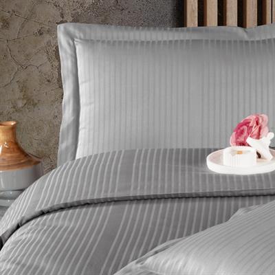 Schafer Home Shine Çizgili Pamuk Saten Çift Kişilik Nevresim Takımı-4 Parça