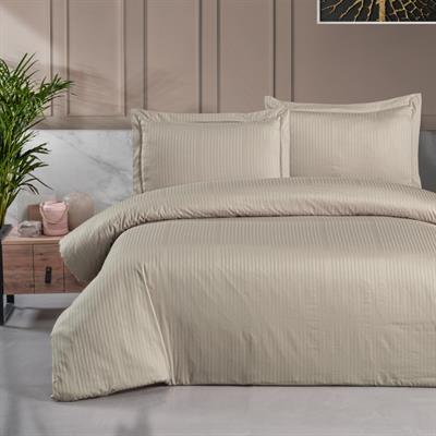 Schafer Home Shine Çizgili Pamuk Saten Çift Kişilik Nevresim Takımı-4 Parça