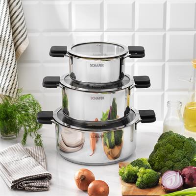 Schafer Iconic Çelik Tencere Seti 6 Parça-Inox