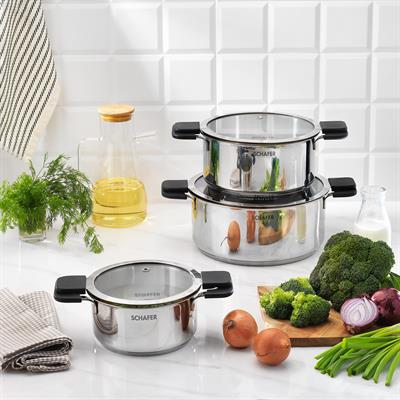 Schafer Iconic Çelik Tencere Seti 6 Parça-Inox