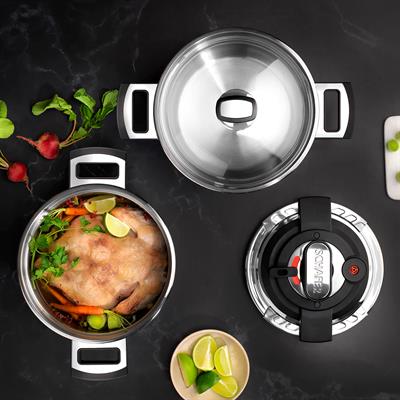 Schafer İnSafe 2 li Düdüklü Tencere Seti 4 Parça-Siyah