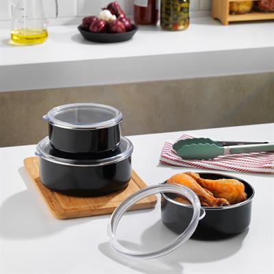 Schafer Komfort 3 lü Saklama Kabı Seti 6 Parça-Siyah