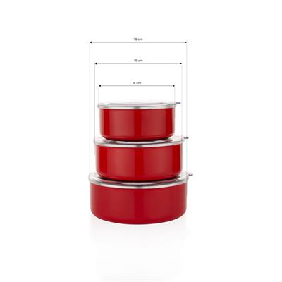 Schafer Komfort 3 lü Saklama Kabı Seti 6 Parça-Kırmızı