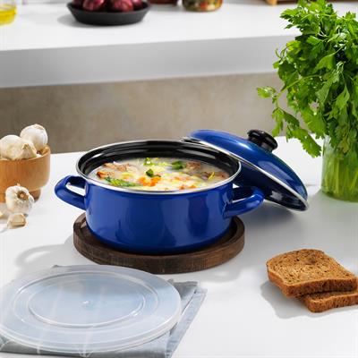 Schafer Komfort Pişir Sakla Emaye Tencere 18 Cm-Lacivert
