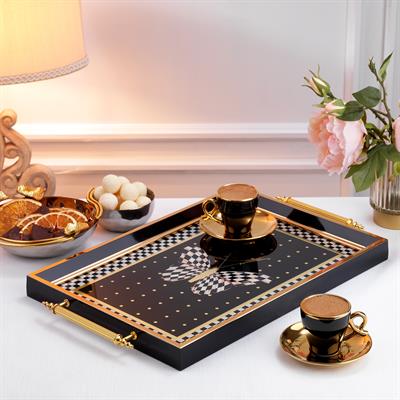 Schafer Kunst Tepsi 1 Parça-Gold/Siyah08