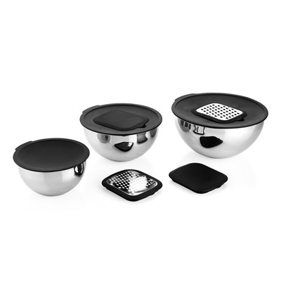 Schafer Lucas Çelik Karıştırma Kabı 16/20/24 Cm 10 Parça-Siyah