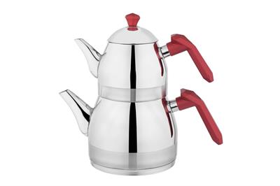 Schafer Luz Orta Boy Çelik Çaydanlık Takımı 3 Parça-Kırmızı