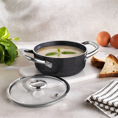 Schafer Micro Mini 14 Cm Yanmaz Yapışmaz Basık Tencere-Antrasit