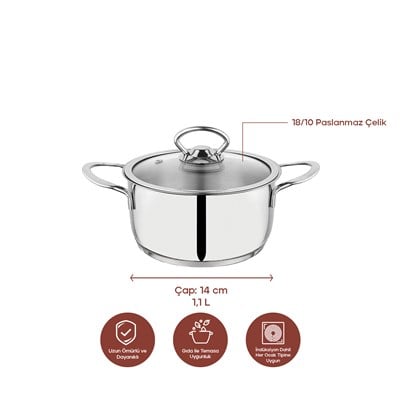 Schafer Micro Mini Derin Çelik Tencere 14 Cm-2 Parça