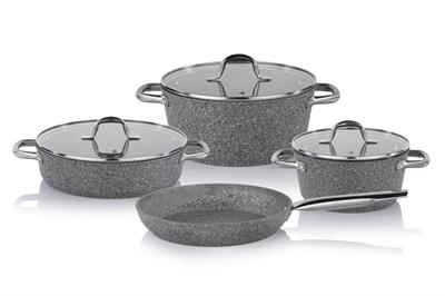 Schafer Millard Yanmaz Yapışmaz Tencere Seti 7 Parça-Gri