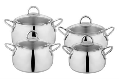 Schafer New Trendy Çelik Tencere Seti 8 Parça-Inox