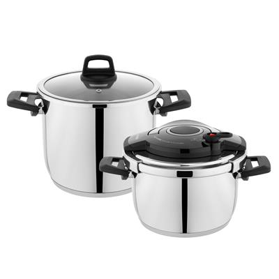 Schafer Cooky Düdüklü Tencere Seti 4+6,5 L-Siyah/Gri