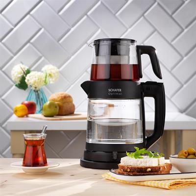 Schafer Optimal Elektrikli Cam Çay Makinesi-Siyah