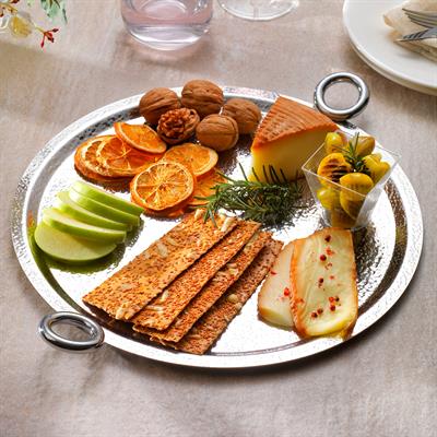 Schafer Ottoman Desenli Sunum Tabağı 1 Parça-Gümüş