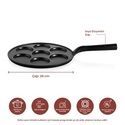 Schafer Pro Cast Döküm Pankek Tavası 28 Cm-Siyah