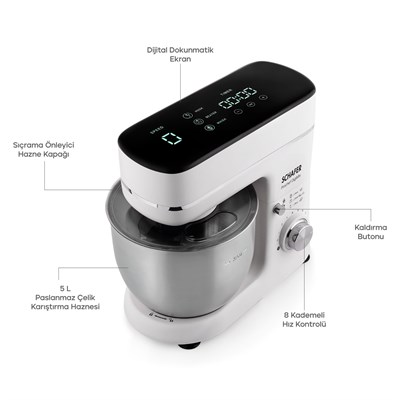 Schafer Prochef DigiMix Dijital Stand Mikser 5 L-Beyaz