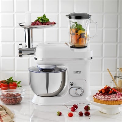 Schafer Prochef Master Multi Kıyma ve Sürahi Blender Aparatlı Stand Mikser 5 L-Beyaz