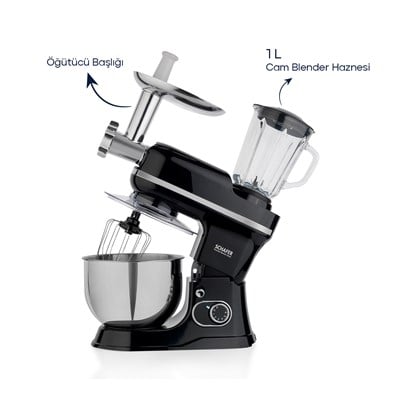 Schafer Prochef Master Multi Kıyma ve Sürahi Blender Aparatlı Stand Mikser 5 L-Siyah