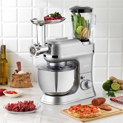 Schafer Prochef Master Multi Kıyma ve Sürahi Blender Aparatlı Stand Mikser 5 L- Gümüş