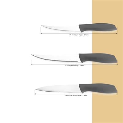 Schafer Quick Chef Bıçak Seti 10 Parça-Gri