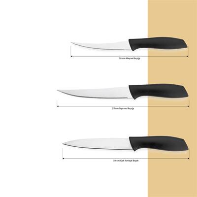 Schafer Quick Chef Bıçak Seti 3 Parça-Siyah