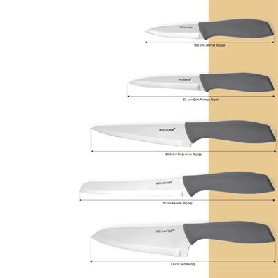 Schafer Quick Chef Bıçak Seti 5 Parça-Gri