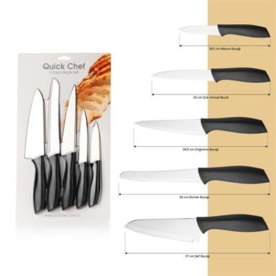 Schafer Quick Chef Bıçak Seti 5 Parça-Siyah