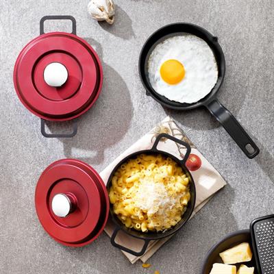 Schafer Retro Cast Mini Döküm Tencere Seti 5 Parça-Kırmızı