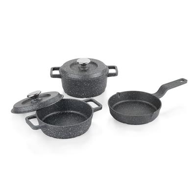 Schafer Retro Cast Mini Döküm Tencere Seti 5 Parça-Gri