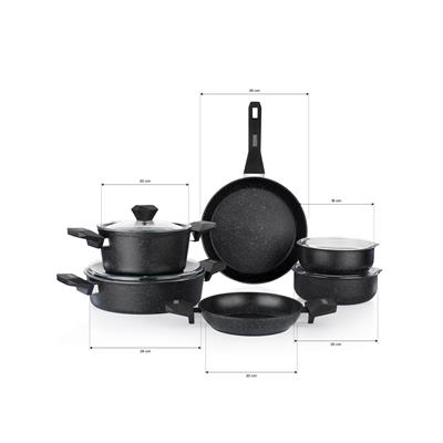 Schafer Rock Stone Tencere Seti 10 Parça-Siyah