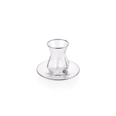 Schafer Royal 6 Kişilik Cam Çay Seti 12 Parça-Platin