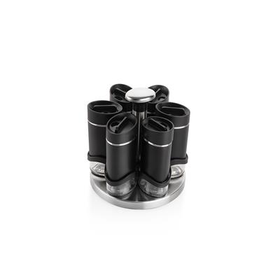 Schafer Silver Touch Döner Standlı Baharat Takımı 7 Parça-Siyah