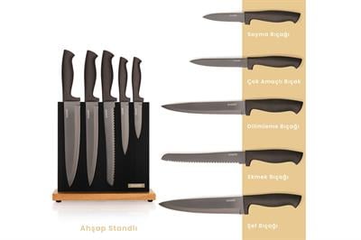 Schafer Solide Mıknatıslı Bıçak Seti 6 Parça-Siyah11