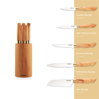 Schafer Solide Round Bıçak Seti 6 Parça-Krem