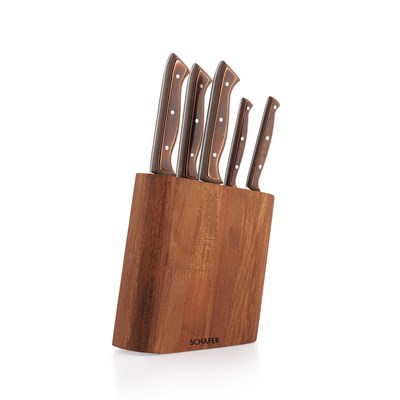 Schafer Solide Wave Bıçak Seti 6 Parça-Kahverengi