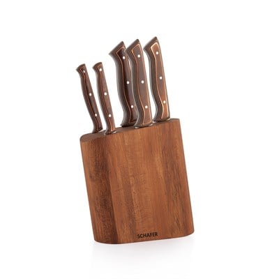 Schafer Solide Wave Bıçak Seti 6 Parça-Kahverengi