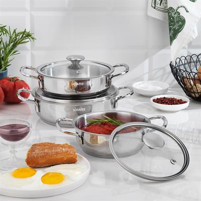 Schafer Steel Storm Çelik Sahan Seti 6 Parça-Inox