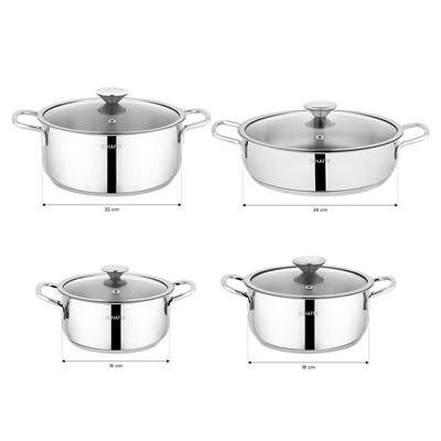 Schafer Steel Storm Çelik Tencere Seti 8 Parça-Inox