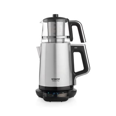 Schafer Teaform Plus Dijital Paslanmaz Çay Makinesi-Inox/Cam Demlik