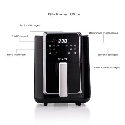 Schafer Thermochef Elegance 4,5 Litre Airfryer/Sıcak Hava Fritözü-Siyah